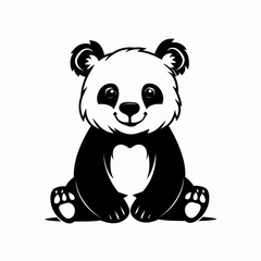 Obraz premium Cute Bear Logo in a Simple Black and White Outline Style