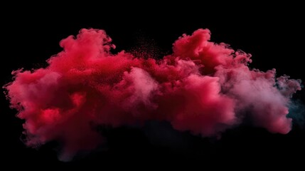 A thick red cloud of smoke on a dark background