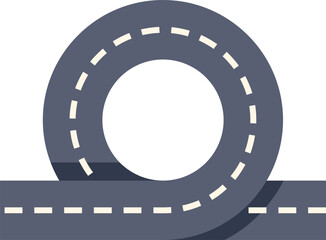 Winding road is curving over a straight highway, creating a unique transportation concept in flat design