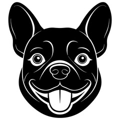 French bulldog head black silhouette vector, Simple silhouette Design vector icon with white background.