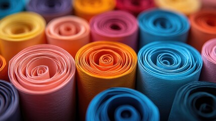 A vibrant display of curled paper strips in a variety of colors,