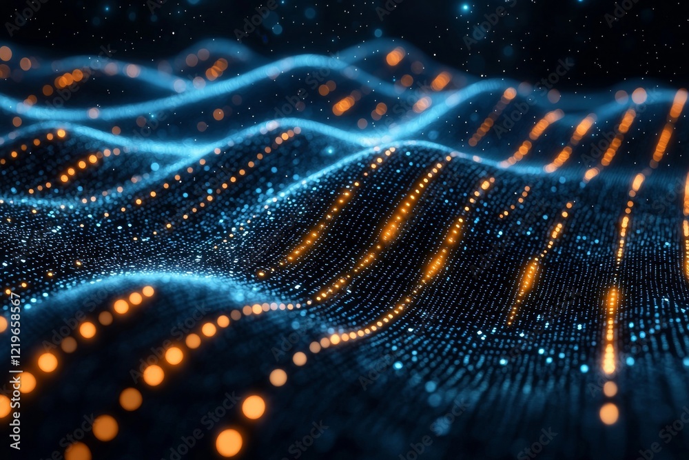 Fototapete 1. a computer screen with blue digital binary data in the background