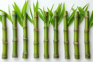Obraz premium A collection of bamboo stalks arranged neatly on a white surface