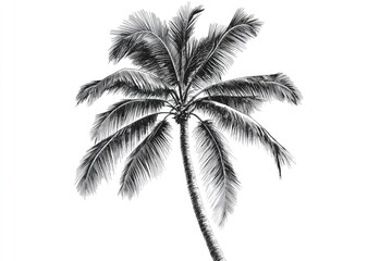 A single palm tree photographed in black and white