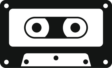 Classic black audio cassette tape, symbolizing vintage music and analog sound recording