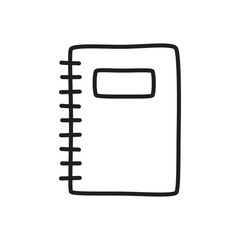 Doodle notebook icon free hand drawn with thin line in minimalistic style. Vector illustration isolated on white background