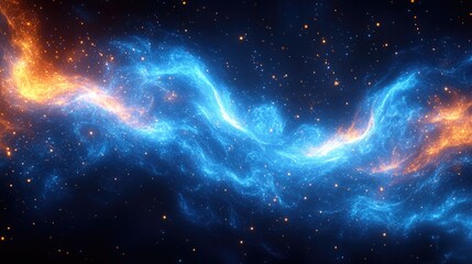 Obraz premium Abstract digital artwork depicting a burst of vibrant blue light radiating from a central point against a dark background,