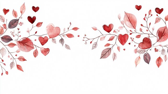 Fototapeta Boho Style Decorative Frame with Leafs and Hearts, Elegant Design Element for Artistic Projects