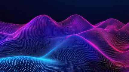 Vibrant Neon Waves with Futuristic Technology Elements