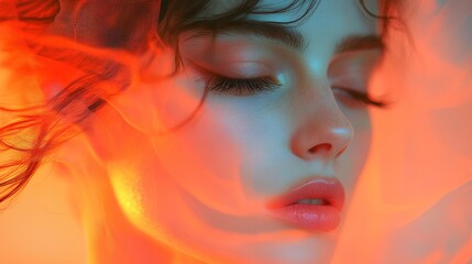 Fototapeta premium Abstract portrait with dramatic red and blue lighting