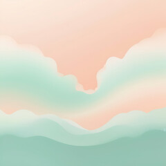 Obraz premium A soft, pastel gradient background with blurred edges, transitioning from light peach to mint green, giving a dreamy and serene vibe.