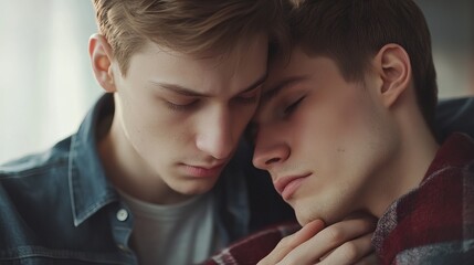 Heartbreak and Disappointment: A Sad Gay Couple's Emotional Drama. Illustrative concept of relationship struggles and unhappiness. Perfect for        