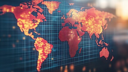 Obraz premium Global Network Data Visualization Cityscape