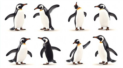 Playful Vector Penguin Characters in Various Actions