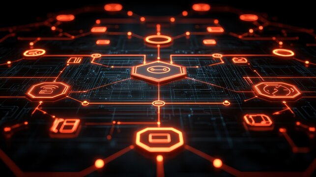 Global network digital finance icons glowing circuit