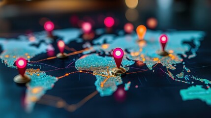 Global network map displaying connections