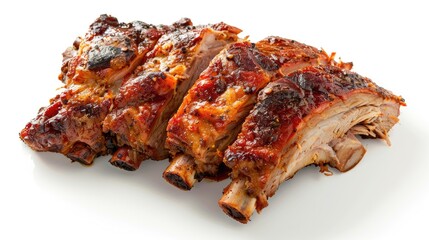 Cuban food roasted pork on white background, close up