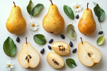 Fresh fruit with foliage and reproductive structures