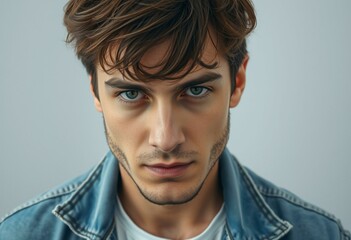 Obraz premium Male portrait with disheveled hair and relaxed attire