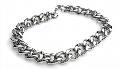 Obraz premium Elegant Silver Chain Jewelry with Chrome Material in Wide Angle View