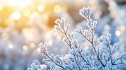Winter Ice Textures on Mountain Landscape with Soft Light
