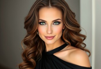 Fototapeta premium Glamorous woman in black evening gown