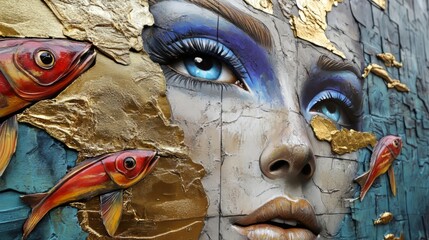Intricate art: woman and fish