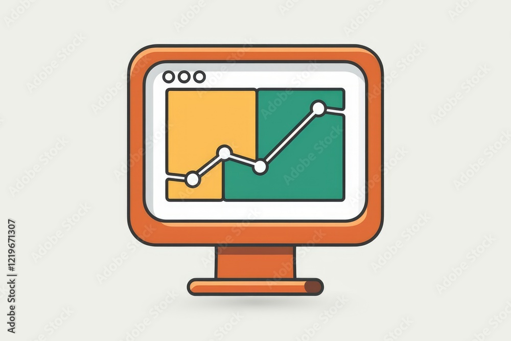 Leinwandbilder A computer screen displays a graph showing fluctuating data points, indicating progress or trends.