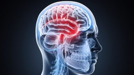 Human Brain Anatomy: 3D Medical Illustration of the Head and Brain