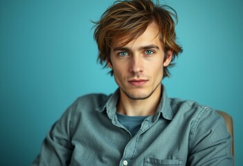 Obraz premium Portrait of a male individual with disheveled hair