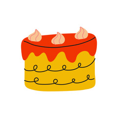 A Beautifully Colorful Layered Cake with Whipped Cream Topping and Decorative Touches