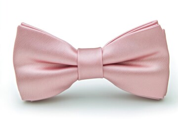 A single pink bow tie sitting on a white background