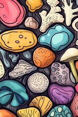 Fototapeta premium Colorful fungi on forest floor, great for food or decoration