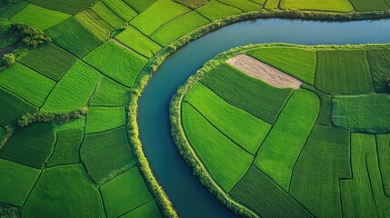 Obraz premium Aerial view of a split landscape depicting stark contrast: on the left,