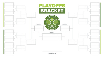 Playoffs bracket. Playoffs grid. Sport tournament bracket. Game and competition schedule. Season final. Team and players. Championship winner. Match score. Vector poster