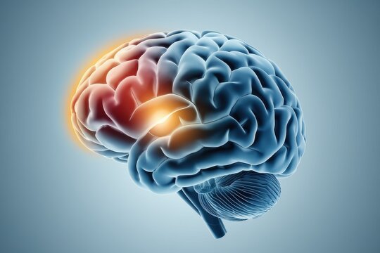 Human Brain Anatomy: 3D Model of the Brain Highlighting Specific Regions