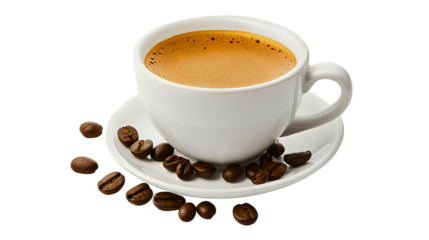 Aromatic Espresso in White Cup Capturing Coffee Culture and Morning Routine