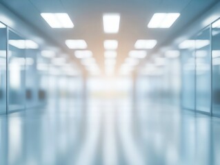 modern sterile hospital corridor with bright overhead lighting and reflective floors creating a clean and professional medical environment
