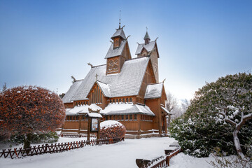 Wang Church in Karkonosze, winter scenery, Poland