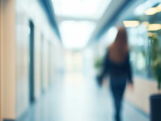 clean and well-lit hospital corridor with a polished floor and soft focus creating a professional and sterile medical environment