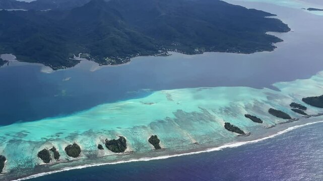 Flying over Bora Bora island