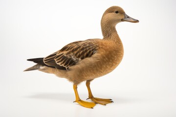 Obraz premium Elegant brown duck standing gracefully against a plain backdrop. Generative AI