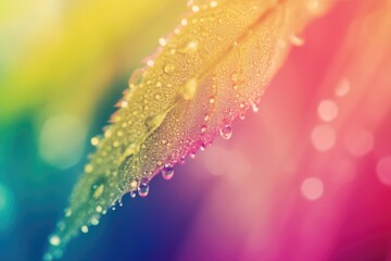 A close-up shot of a leaf with water droplets glistening on its surface
