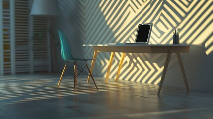 Modern Office Space with Dynamic Light Patterns