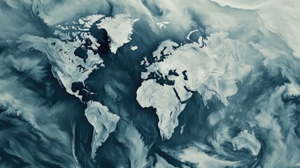 A classic black and white image of a world map, perfect for educational or decorative purposes