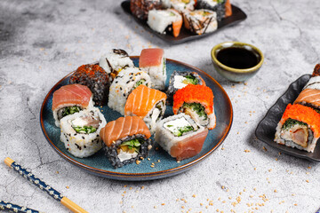 fFesh sushi set traditional japanese food