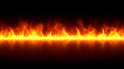 Fiery orange flames reflected on dark surface