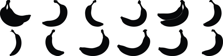 Banana silhouette set vector design big pack of fruit illustration and icon