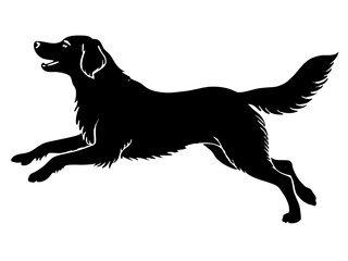  golden retriever dog black silhouette vector, Simple silhouette Design vector icon with white background. Puppy vector, Baby dog 