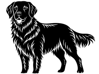  golden retriever dog black silhouette vector, Simple silhouette Design vector icon with white background. Puppy vector, Baby dog 